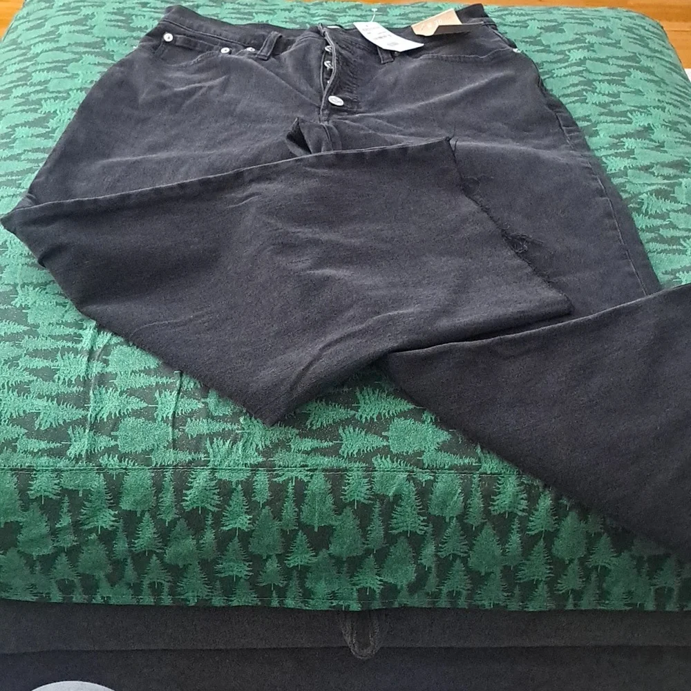 Madewell Nordstrom High Rise Black Jeans W30 Vintage New W/Tags Wide Leg Crop - Picture 2 of 6
